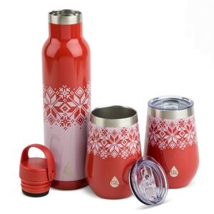TAL Stainless Steel 26 fl oz Merlot Bottle and 12 fl oz Wine Tumbler, 3 Piece Se
